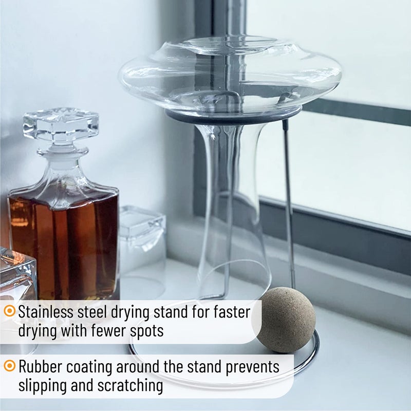 Brew To A Tea BTaT- XL Decanter with Drying Stand, Stopper, Brush and Beads, Hand Blown Crystal Glass, Wine Decanter, Wine Carafe, Wine Accessories, Red Wine Decanter, Christmas Gifts - Image 4